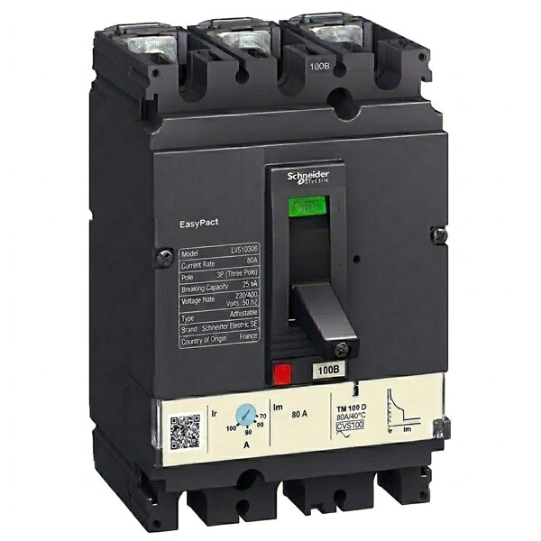 80A, 3P, 25kA, MCCB (Easy Pact CVS-Adjustable)
