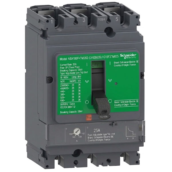 25A, 3P, 36kA, MCCB (Adjustable type Trip Unit)